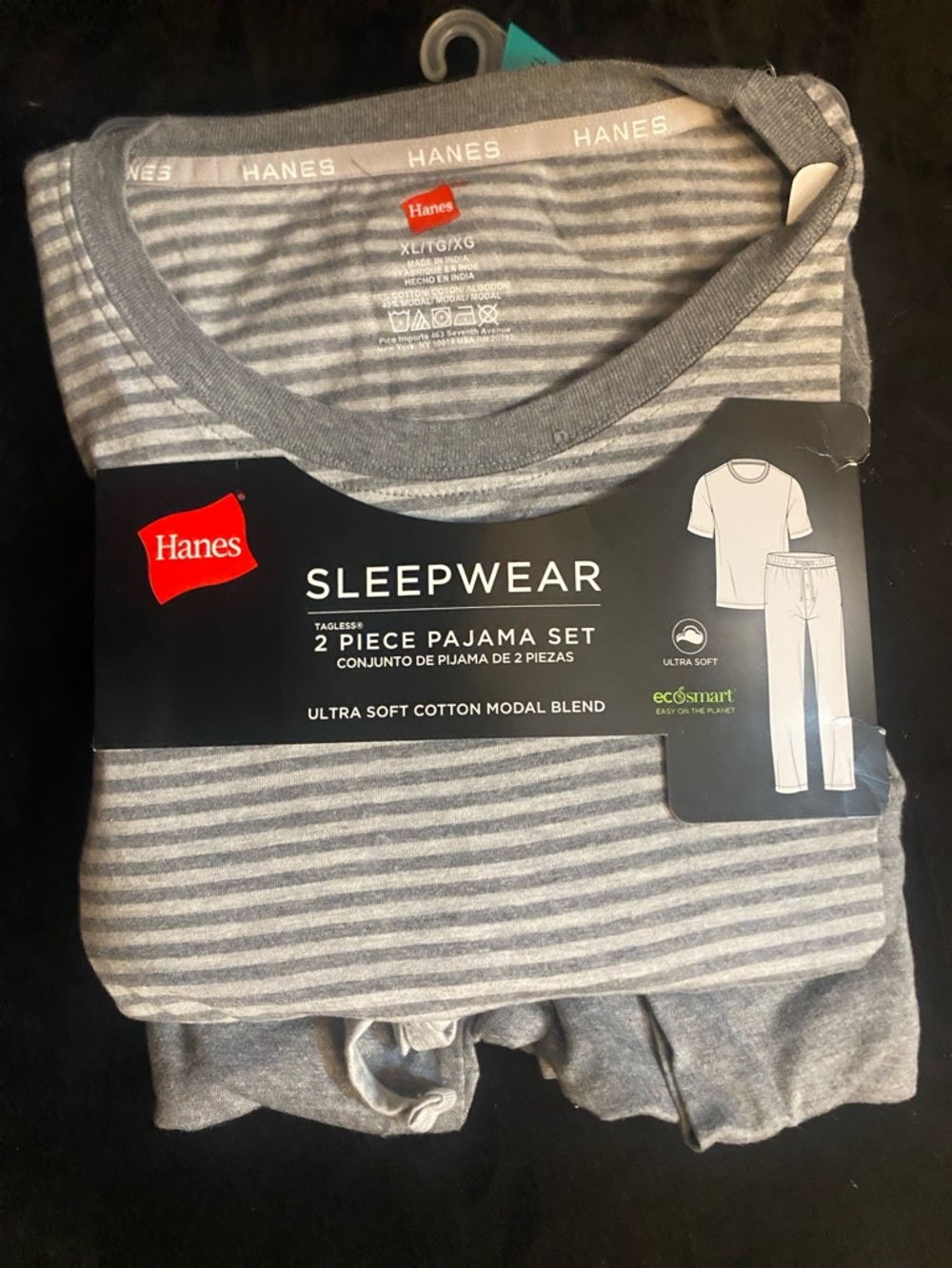 Hanes Kids Gray and White Striped 2-Piece Pajama Set